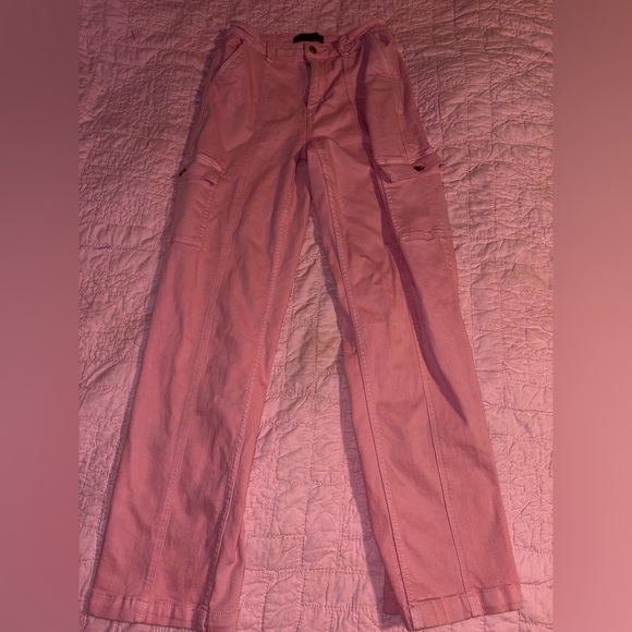 Judy Blue Pretty In Pink High Rise Cargo Straight Jeans - Picture 8 of 14